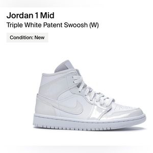 Jordan 1 mid all white size 7 women